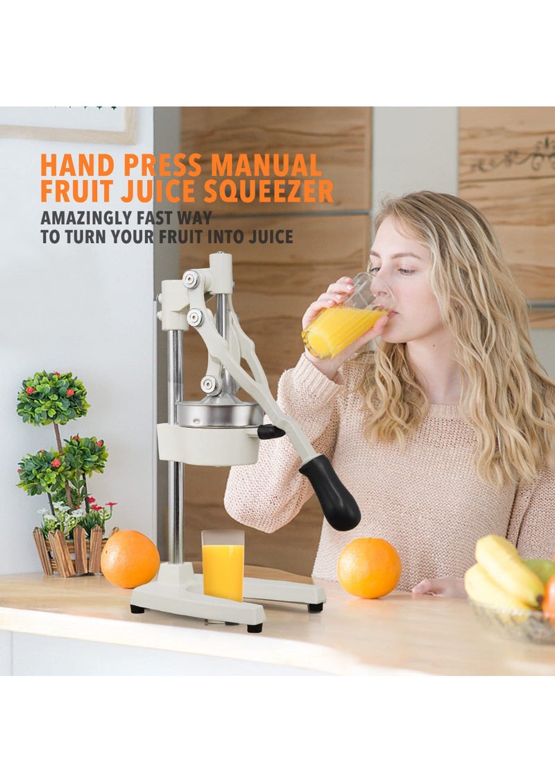 WALALLA Manual Fruit Juicer, Stainless, for Orange Citrus Lemon Lime Grapefruit, Non-Slip Handle, Separates Pulp from Seeds, Easy to Use and Wash, White - Image 3