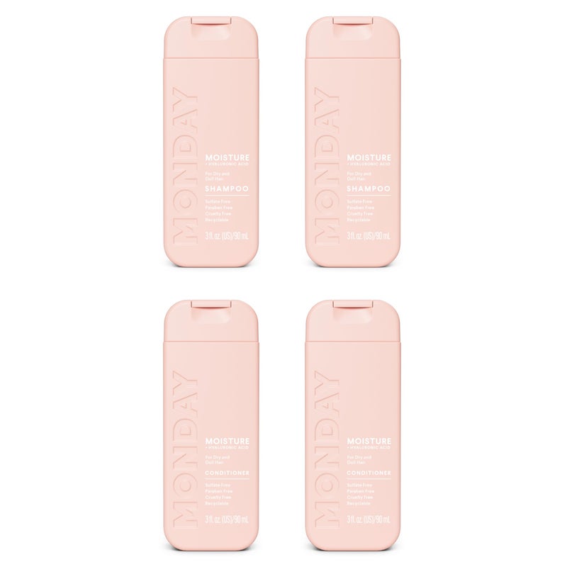 MONDAY Haircare MOISTURE Shampoo + Conditioner with Hyaluronic Acid & Shea Butter for Dry & Dull Hair 90 mL (Dual Set) - Image 1
