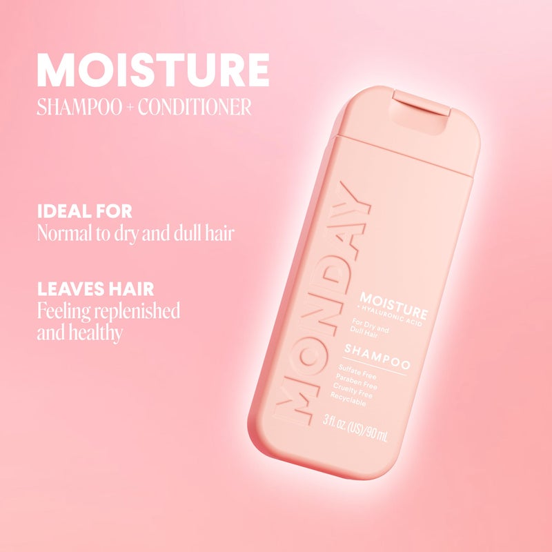 MONDAY Haircare MOISTURE Shampoo + Conditioner with Hyaluronic Acid & Shea Butter for Dry & Dull Hair 90 mL (Dual Set) - Image 2