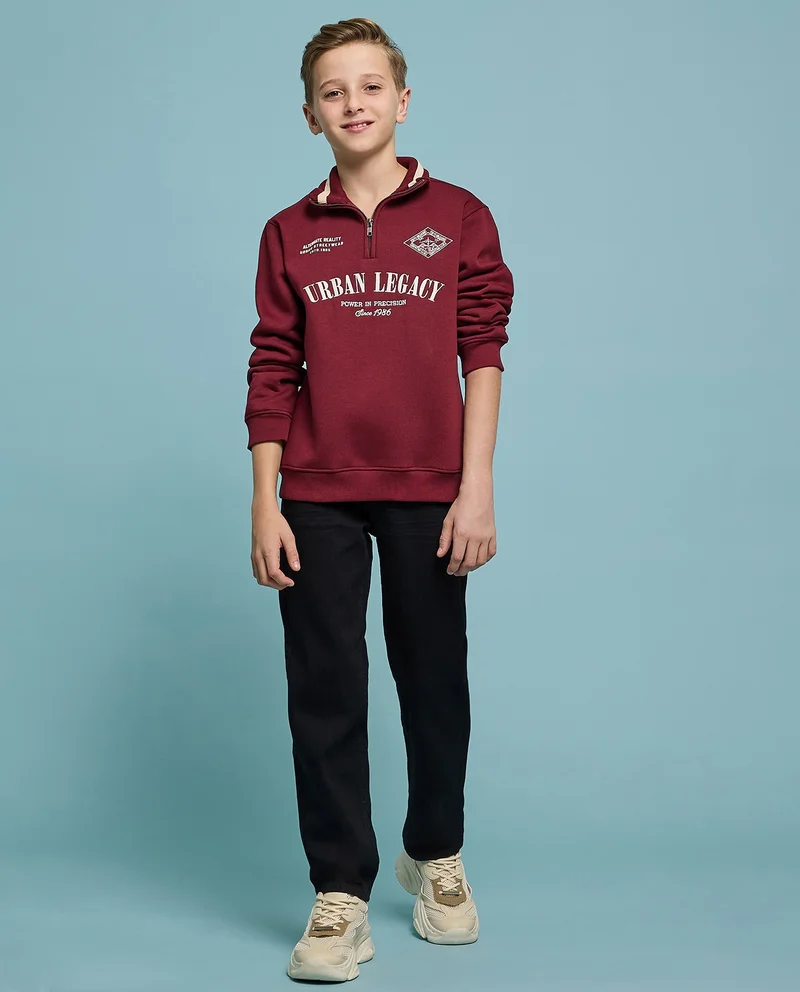 أر أند بي Printed Hoodie with Long Sleeves