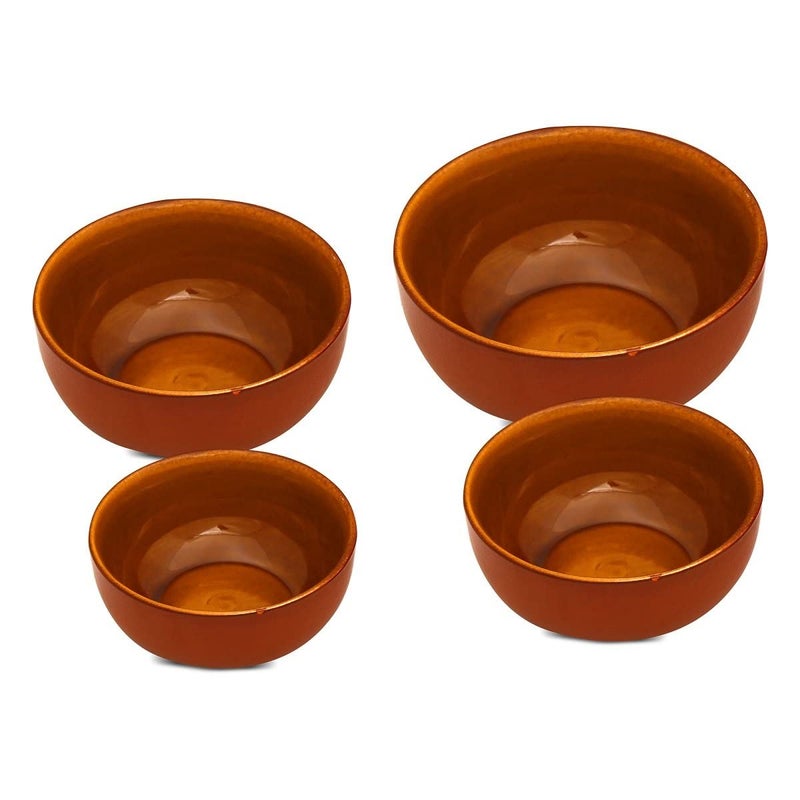 Caffeine Ceramic Handmade Mud Brown Serving Bowl (Set of 4) - Image 1