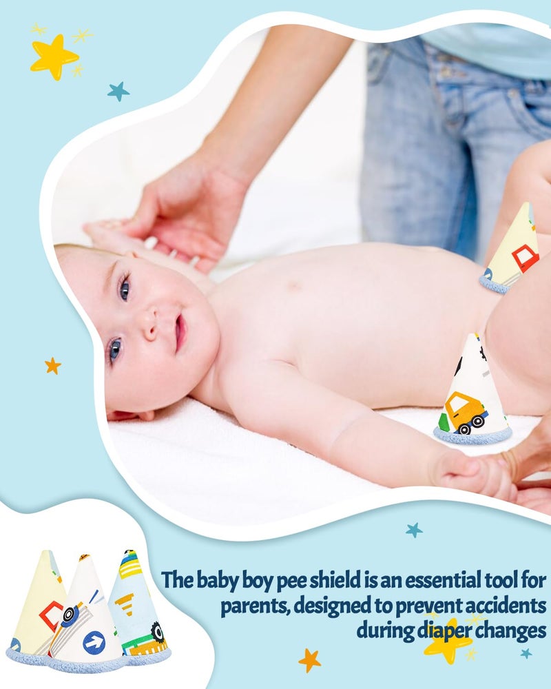 AMAZYC-US 12 PCS Pee Covers Baby Boy, Reusable Pee Peep Teepee Baby Boy, Strong Water Absorption Baby Boys Pee-Shield for Boys Gift, Diaper Changing Accessory (Car) - Image 4
