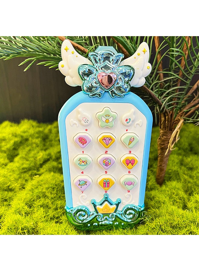 Children's Mobile Phone Toys Baby Enlightenment Music Story Puzzle Multi-functional Boys And Girls Baby Early Education Simulation Telephone-Color:Music Phone (blue) - Image 1