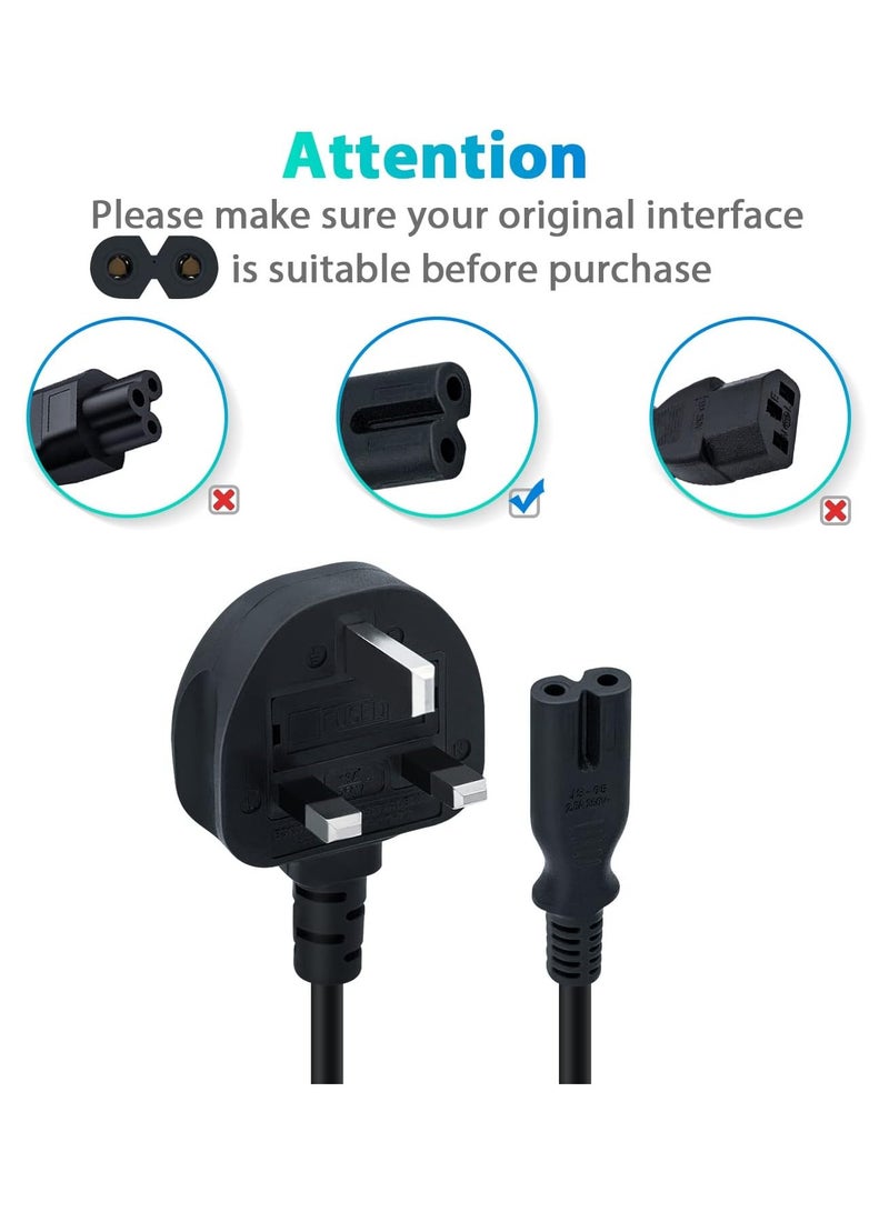 انسجام كابل طاقة 3M UK من IEC320C7 إلى BS1363 C7 (شكل 8) متوافق مع سامسونج، إل جي، فيليبس، توشيبا، طابعات، بلايستيشن 4/3/5، وأجهزة أخرى - Image 2