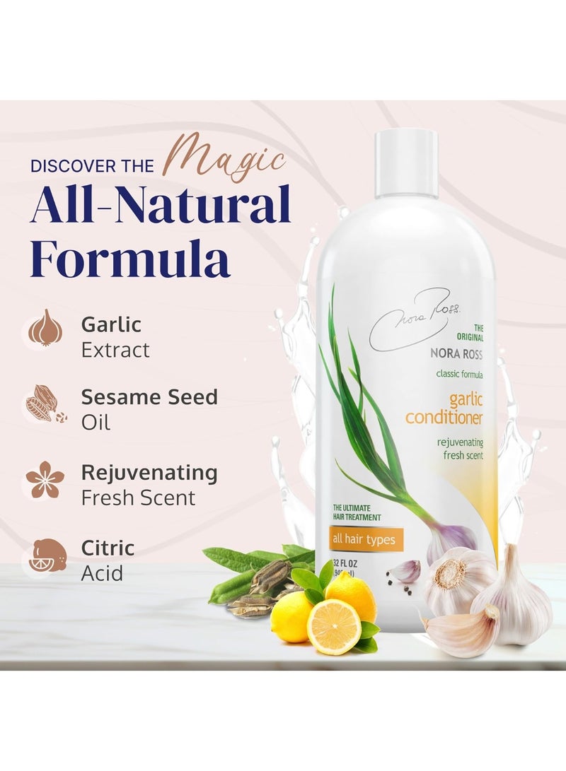 Nora Ross, Inc. Nora Ross Garlic Extract Conditioner with Sesame Seed Oil – Deep Hair Conditioner for Dry, Damaged Hair – Paraben-Free Hydrating & Conditioning Treatment for Men & Women – 32oz  - Image 1