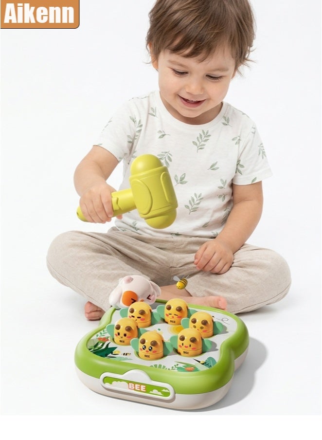 Aikenn Whack A Mole Game with 1 Hammer – Safe Educational Pounding Toy, Baby Interactive Toy & Toddler Early Developmental Learning – Cute Animal Hand Percussion Sound Puzzle for Sensory Development – Fun Birthday Gift for Kids Green - Image 1