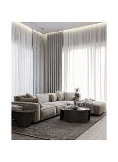 Linen and MDF L-Shape Sofa - Beige