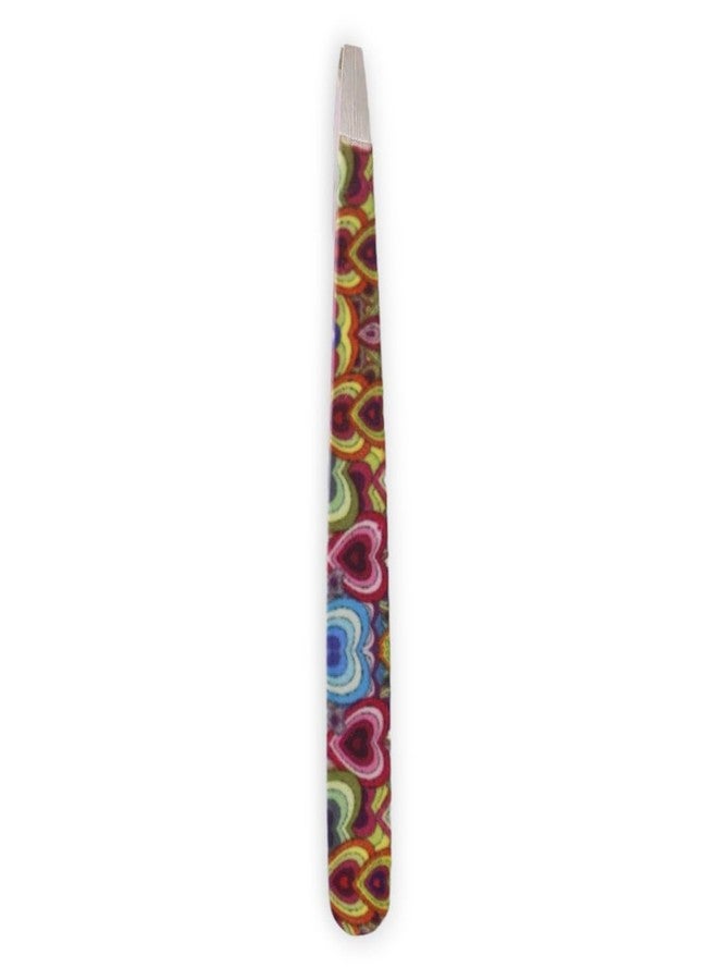 DreamCut Expert Slant Tweezers - Stainless Steel - Heart Collection (Rainbow Hearts) - Image 2