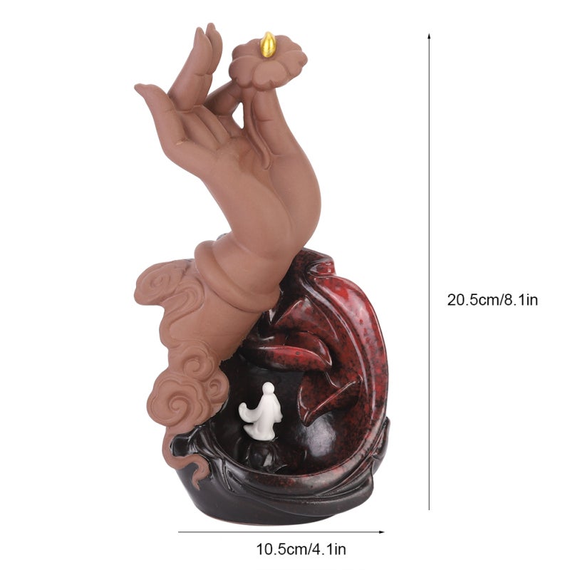 Backflow Incense Holder: High-Quality Ceramic Durable Buddha Hand Shape Exquisite Zen Pattern - Elegant Home Office Tea Ceremony Decoration for Zen Enthusiasts Home Decor Lovers - Image 2