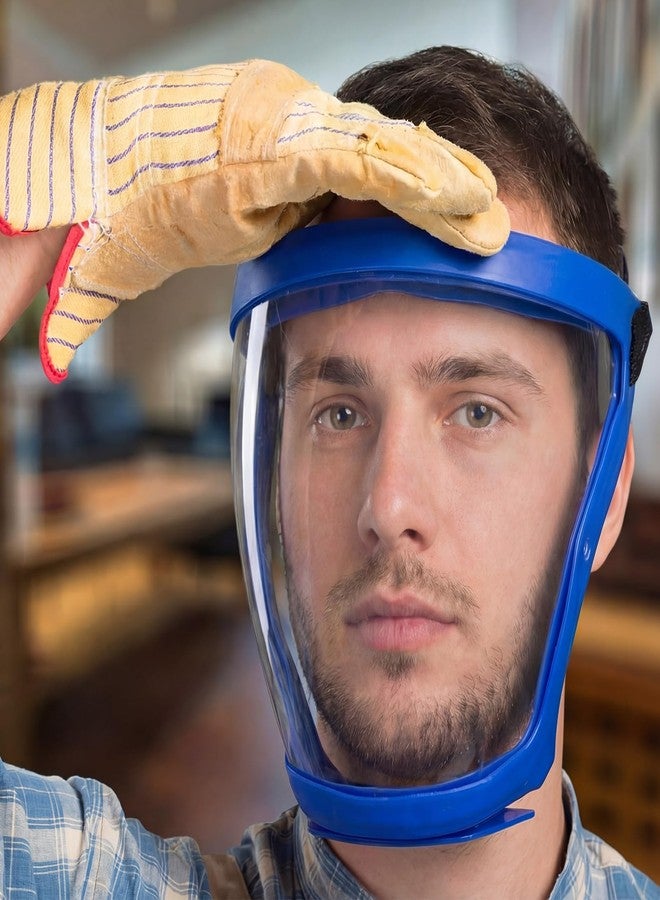 Relaxweex 4 Pack Super Protective Face Shields with Filter Pad for Grinding and Cutting Plastic Full Face Masks Bulk for Woodworking (Blue) - Image 5