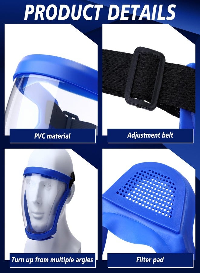 Relaxweex 4 Pack Super Protective Face Shields with Filter Pad for Grinding and Cutting Plastic Full Face Masks Bulk for Woodworking (Blue) - Image 4