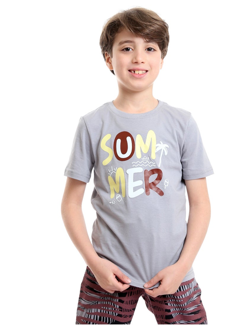 REDCOTTON Boys Bi-Tone Patterned Tee & Cotton Shorts Pajama Set  - Image 3
