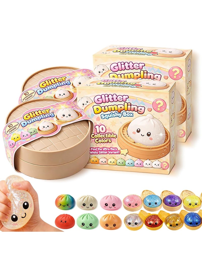 squishy Random Glitter Dumpling Squishy - Surprise Dumpling Squishy, Rare Dumplings Bun Stress Relief Fidget Set, Random Colors (2) - Image 1