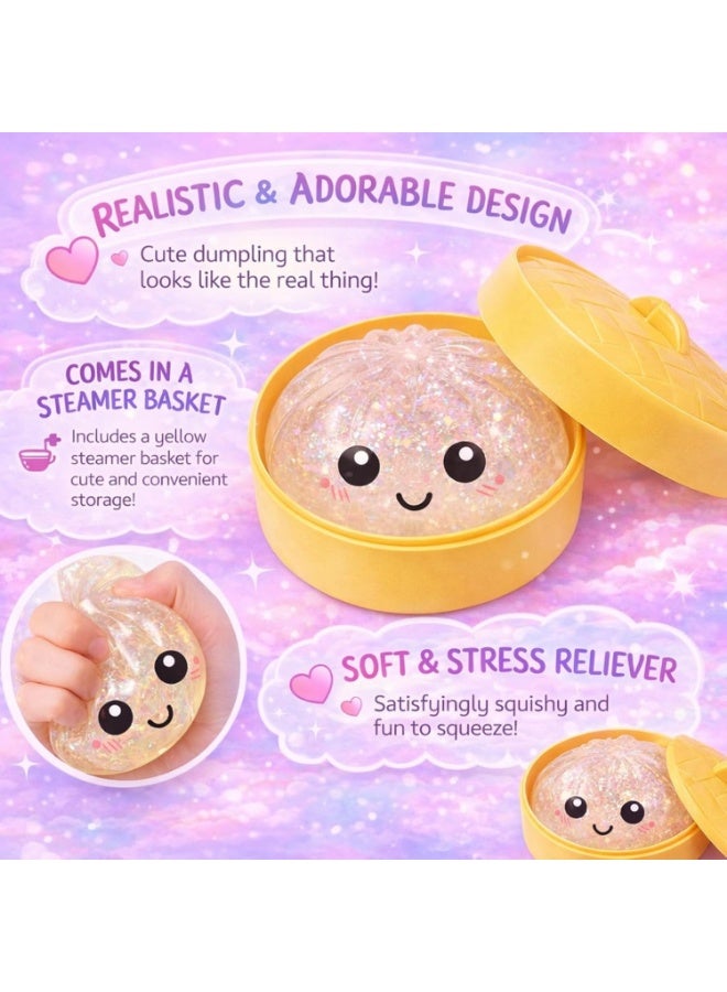 squishy Random Glitter Dumpling Squishy - Surprise Dumpling Squishy, Rare Dumplings Bun Stress Relief Fidget Set, Random Colors (2) - Image 2