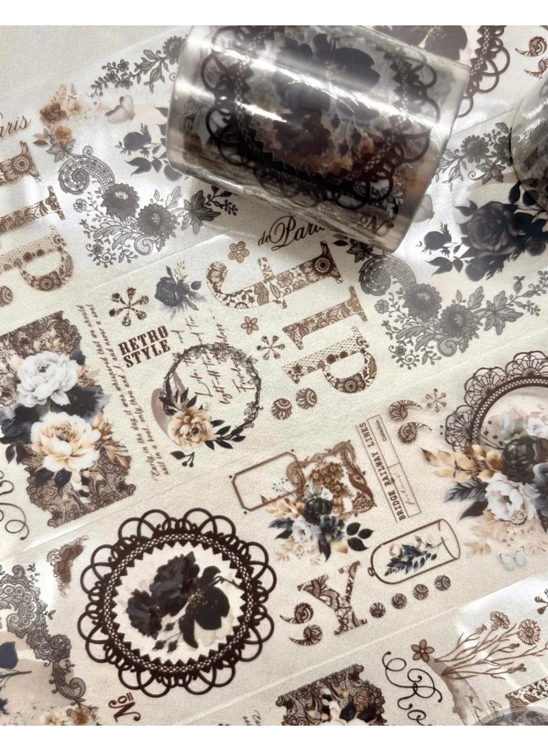 Kağıt Gemi Dükkan Paper Ship Shop Romantic Series White and Yellow Floral Patterned Washi Tape Washi Tape Waterproof Bullet Journal