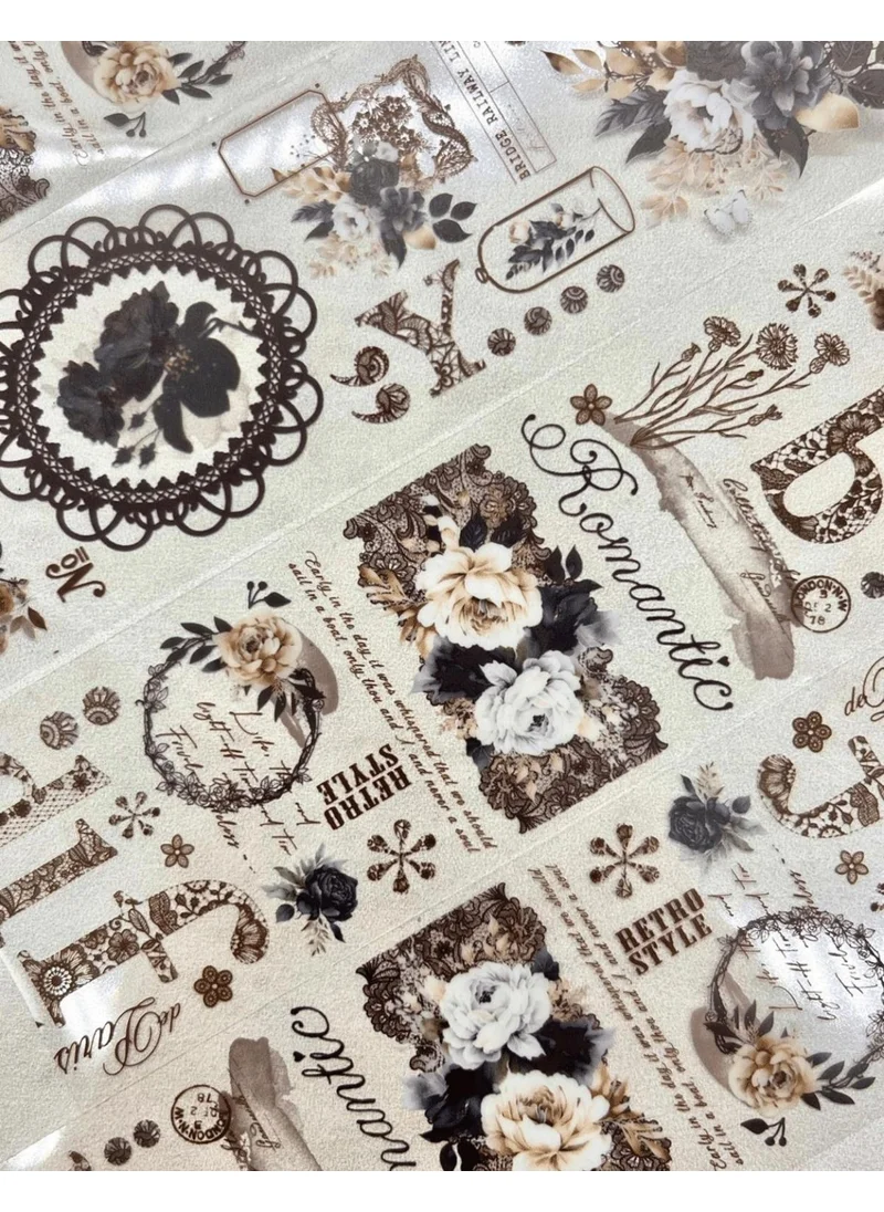 Kağıt Gemi Dükkan Paper Ship Shop Romantic Series White and Yellow Floral Patterned Washi Tape Washi Tape Waterproof Bullet Journal