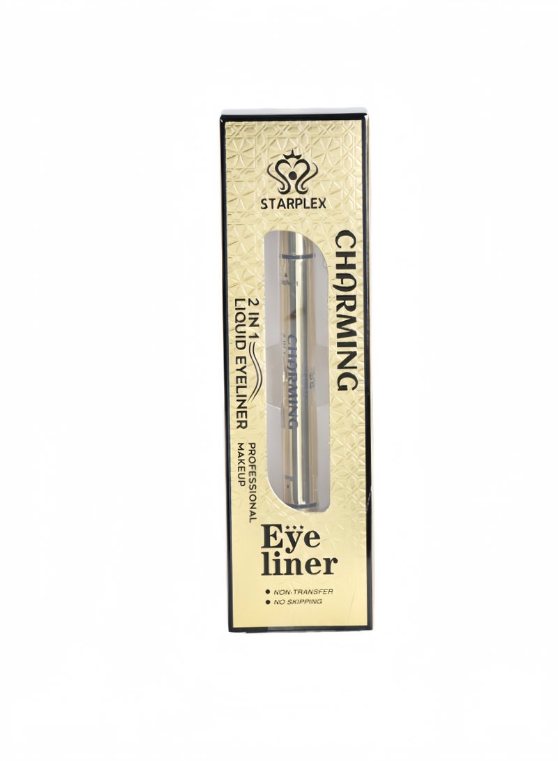 STARPLEX Double-Ended Glitter Liquid Eyeliner Gold Shimmer, Waterproof Sweatproof Smudge-Proof, Quick Dry 2-in-1 Dual Tip, 5 Shades, Ideal for Sensitive Eyes - Image 1