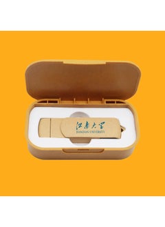 Generic Degradable Environmental Protection U Disk Mobile Phone Computer Dual-use Wheat Straw High-speed USB Printing LOGO Creative Gift U Disk-Color:Environmentally Friendly U Disk Set Yellow-Capacity:USB2.0 128GB  - Image 4