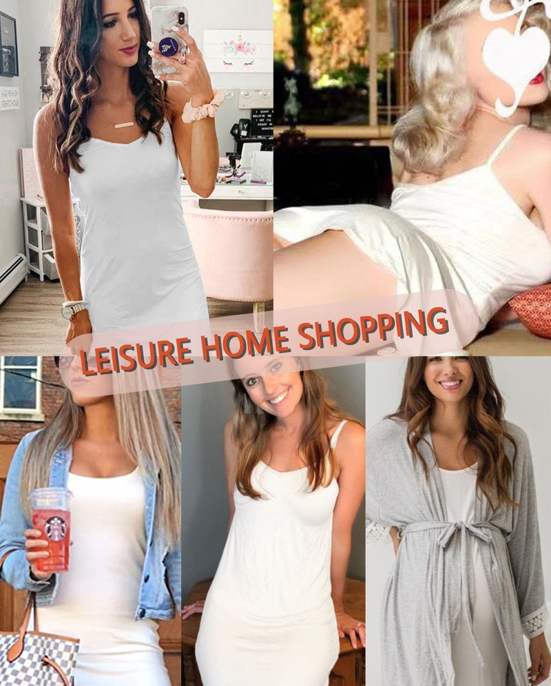 Vlazom Long Slip Dress for Women, Basic Adjustable Spaghetti Straps Cami Slip Dress Soft V Neck Nightgown Under Dresses A-white - Image 5