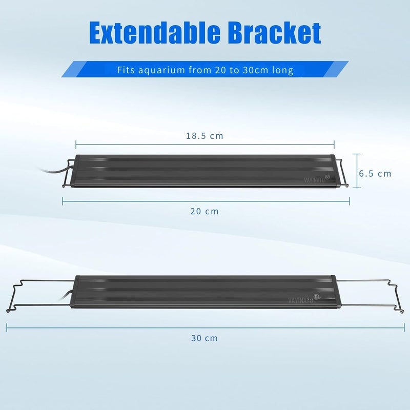 VAYINATO ® Aquarium LED Light (Blue+White), Single Color Mode LED Light Ultra Slim Black Light for Fresh & Salt Water Tank | Water Proof with Extendable Bracket by Petzlifeworld (LY-20S (20 to 30 cm)) - Image 4