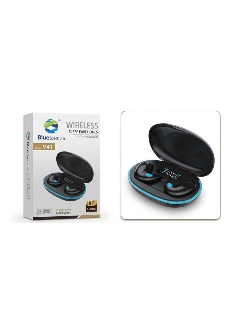 Blue Spectrum Invisible Flat Wireless Bluetooth Sleep Earbuds for Side Sleepers with Charging Case, Black - Image 2