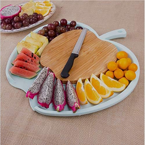 Grofly Chop and Drop Chopping Board Apple Shape Large Bamboo Chopping Block and Storage Dried Fruit ABS Plate with Cutting Board Fruit Plate case Vegetable and Fruit Cutting Board Tray Drain Tray - Image 5