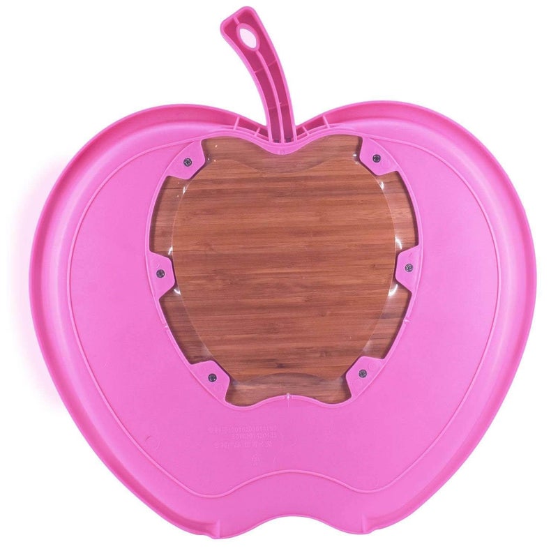 Grofly Chop and Drop Chopping Board Apple Shape Large Bamboo Chopping Block and Storage Dried Fruit ABS Plate with Cutting Board Fruit Plate case Vegetable and Fruit Cutting Board Tray Drain Tray - Image 3