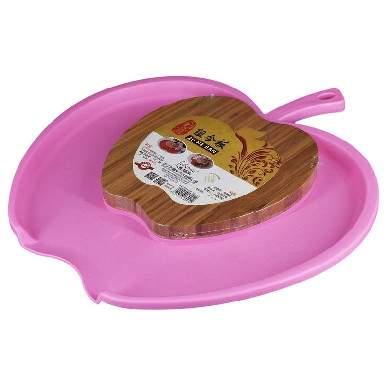 Grofly Chop and Drop Chopping Board Apple Shape Large Bamboo Chopping Block and Storage Dried Fruit ABS Plate with Cutting Board Fruit Plate case Vegetable and Fruit Cutting Board Tray Drain Tray - Image 2