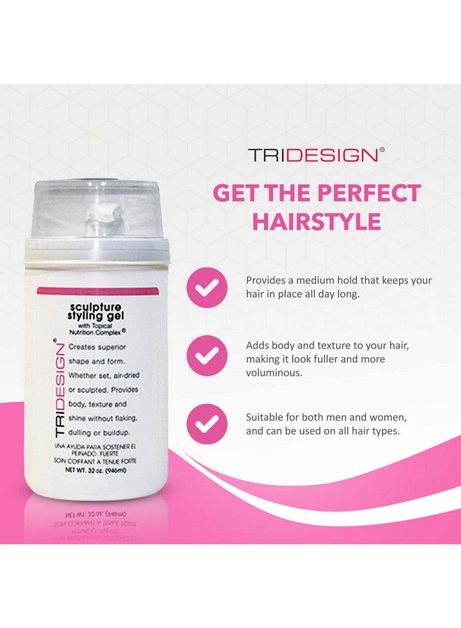 TRIDESIGN Tri Sculpture Styling Gel Hair Styling Gel For Medium Hold With Shine Hair Gel For Men And Women Adds Body Texture & Style On Hair No Hair Flakes Firm Hold Style Gel 32 Oz. (946 Ml)  - Image 3