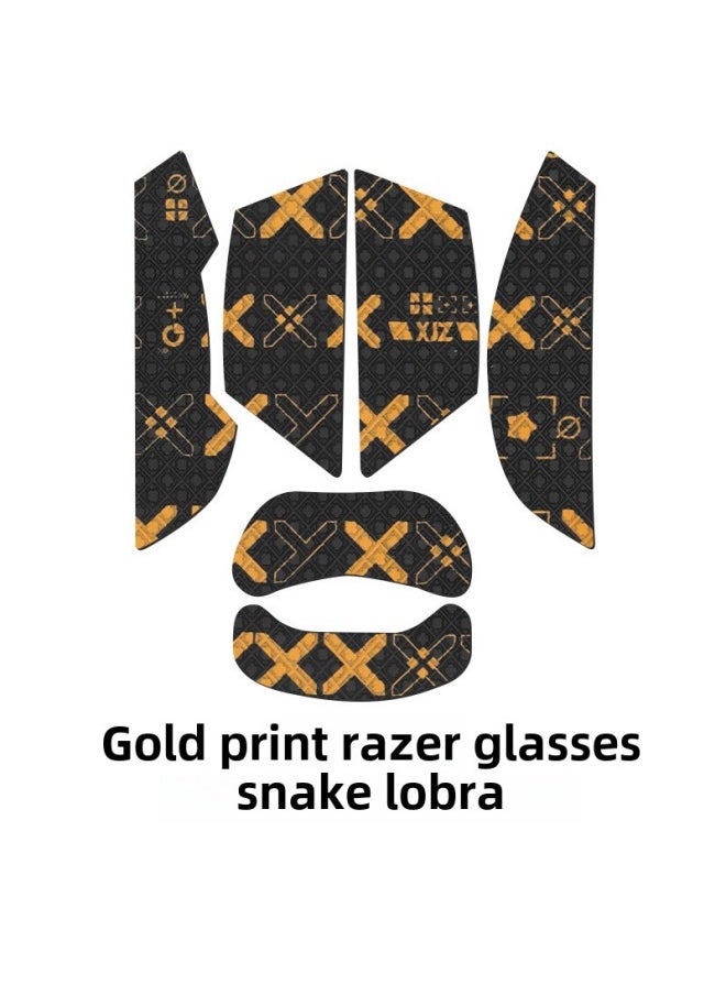 For Razer Razer Cobra Sticker Film Pro Pro Full-covered Mouse Anti-slip Sticker Wired Foot Sticker Foot Mat-Color:Cobra Pro  Black Gold Printed Mouse Sticker  - Image 1