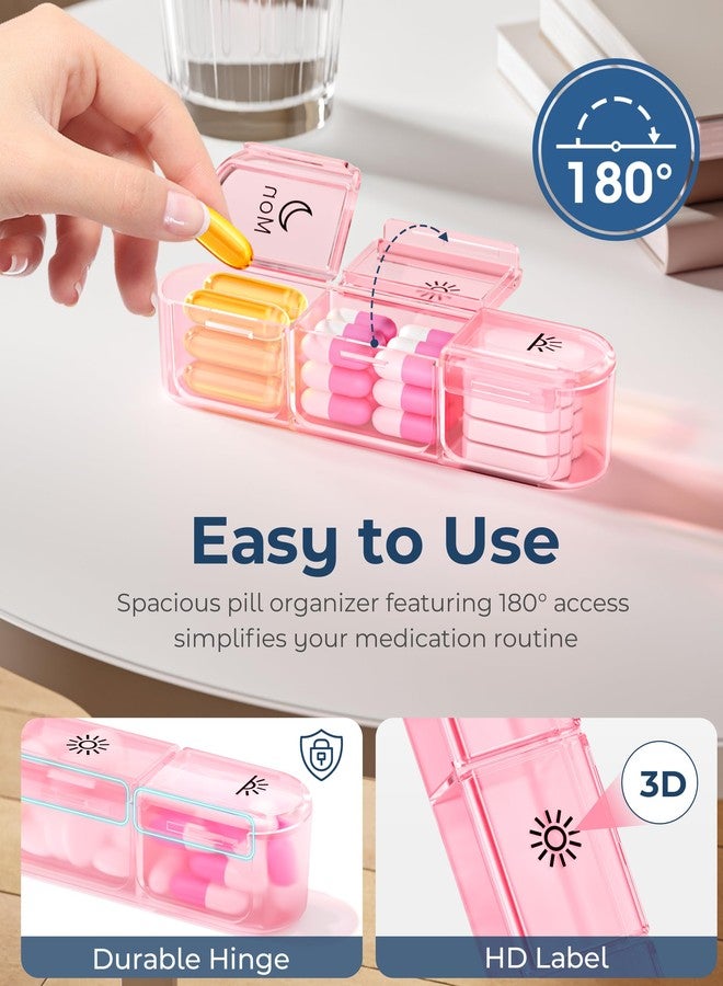 Windtrace Pill Organizer 3X a Day｜Pink Perfection Portable Pill Case｜7-Day Weekly Compartment｜Stylish Travel Essential for Fashionistas｜BPA-Free Health Companion｜Luxury Bag Must-Have - Image 3