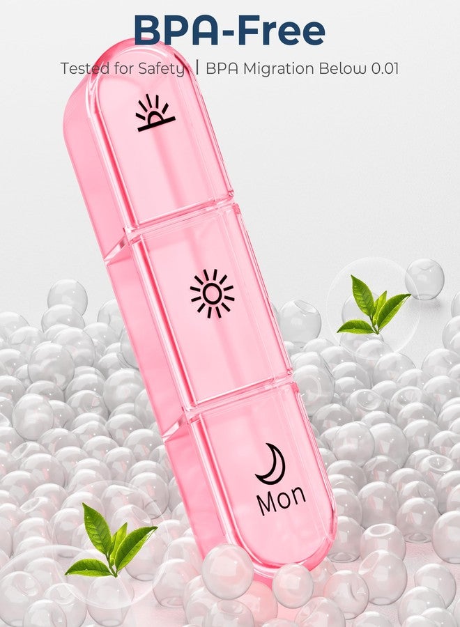 Windtrace Pill Organizer 3X a Day｜Pink Perfection Portable Pill Case｜7-Day Weekly Compartment｜Stylish Travel Essential for Fashionistas｜BPA-Free Health Companion｜Luxury Bag Must-Have - Image 5