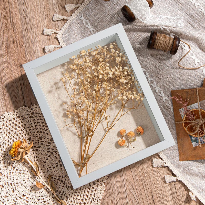 Califortree 8x10 Shadow Box Frame with Linen Back - Sturdy Rustic Memory Display Case of Flower, Pictures, Medals and More, White - Image 5