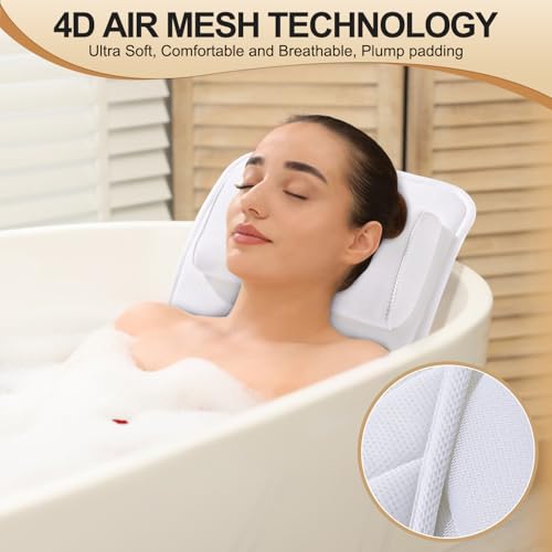 Idle Hippo Full Body Bath Pillow for Bathtub, Non-Slip Bath Pillows for Tub, Spa Bathtub Pillow Cushion for Headrest Neck Shoulder and Back Rest Support，Relaxation Spa Accessories-50 x 15" (White) - Image 2