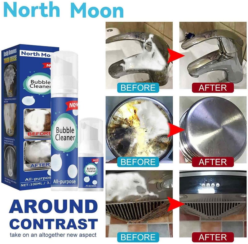 كلاراكو منظف الفقاعات متعدد الأغراض من نورث مون، 100 مل، بخاخ منظف الفقاعات للمطبخ، رغوة منظفة للفقاعات قوية وفعالة في مكافحة بقع المطبخ (قطعتان) - Image 2