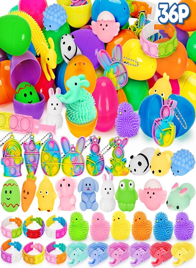 V-Opitos 36 Pack Prefilled Easter Eggs with Fidget Toys, Bulk Plastic Easter Eggs with Toys Inside, Surprise Eggs for Easter Hunt, Easter Basket Stuffers, Party Favors for Kids Boys Girls - Image 1