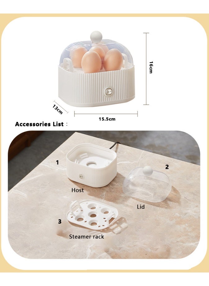 TDAO Egg Steamer, Egg Boiler, 200W Electric Egg Beater, Egg Cooker, 5 Egg Capacity Automatic Shutdown Egg Steamer, White/Clear - Image 3