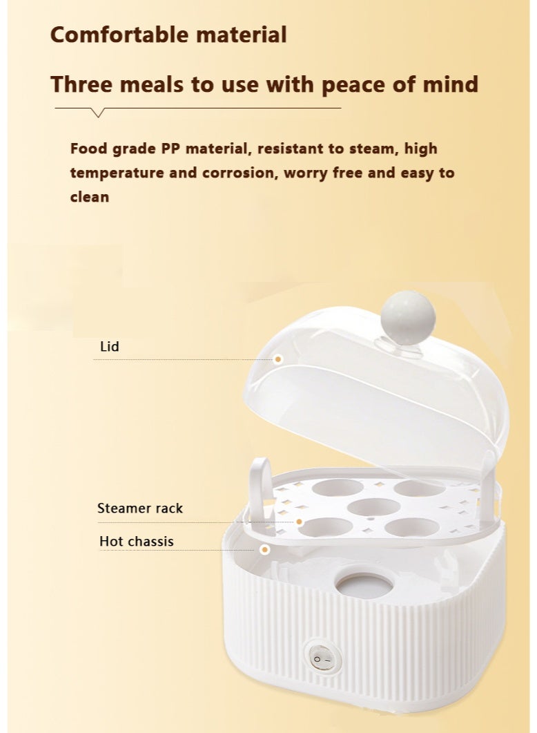 TDAO Egg Steamer, Egg Boiler, 200W Electric Egg Beater, Egg Cooker, 5 Egg Capacity Automatic Shutdown Egg Steamer, White/Clear - Image 4