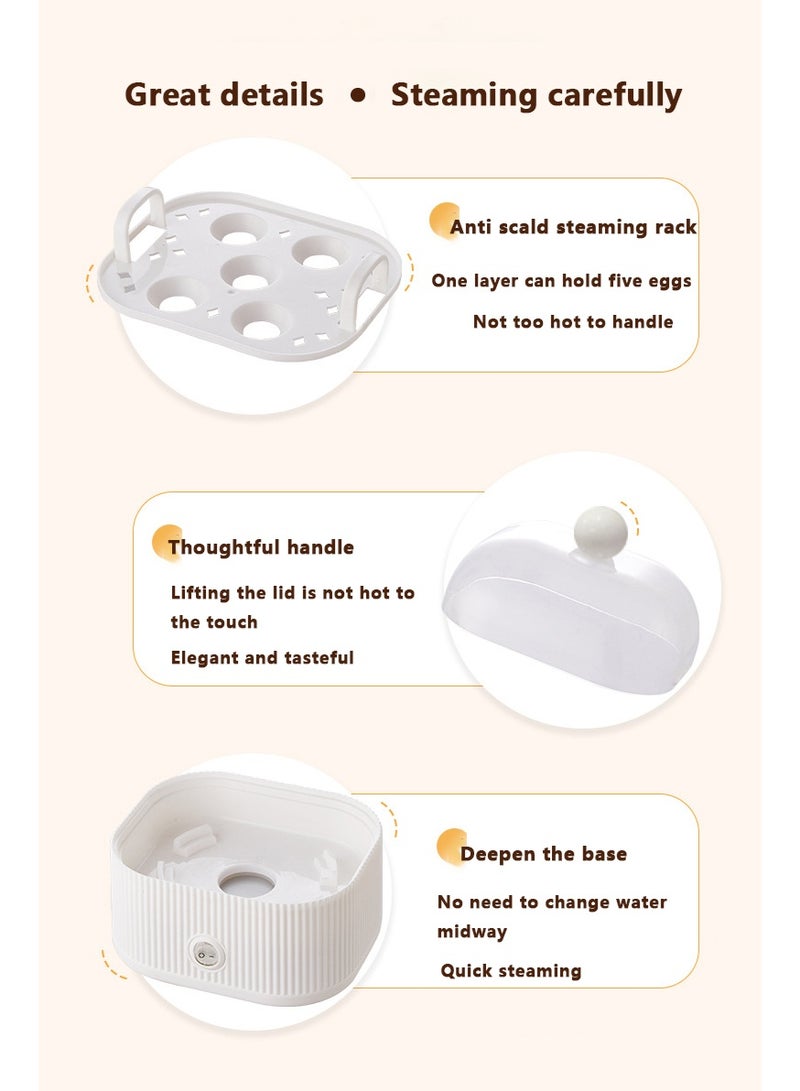 TDAO Egg Steamer, Egg Boiler, 200W Electric Egg Beater, Egg Cooker, 5 Egg Capacity Automatic Shutdown Egg Steamer, White/Clear - Image 5