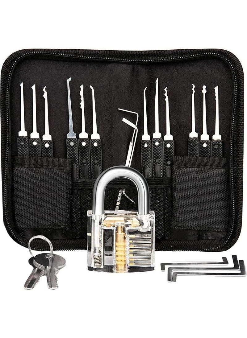 17 Piece Broken Lock Pick Set + Transparent Padlock - pzsku/Z4E7C17A398442BF66613Z/45/_/1725793830/97e08e06-1aa1-490f-a482-6d3035f89a0b