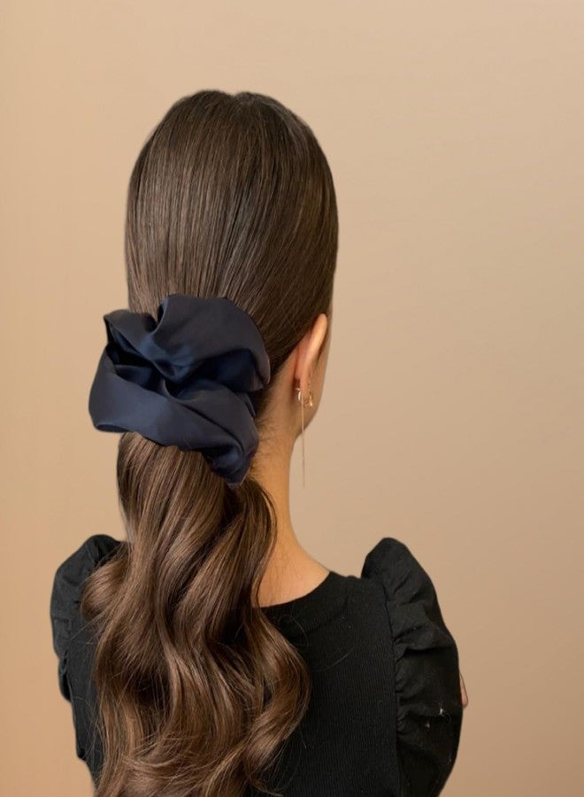 PIDOUDOU 4 Pieces Jumbo Satin Silk Scrunchies for Women 7.2 Inches Large Oversize Scrunchies For Thick Hair Elastic Hair Ties (Brown Mix) - Image 4