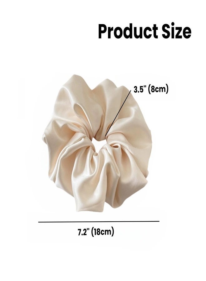 PIDOUDOU 4 Pieces Jumbo Satin Silk Scrunchies for Women 7.2 Inches Large Oversize Scrunchies For Thick Hair Elastic Hair Ties (Brown Mix) - Image 3