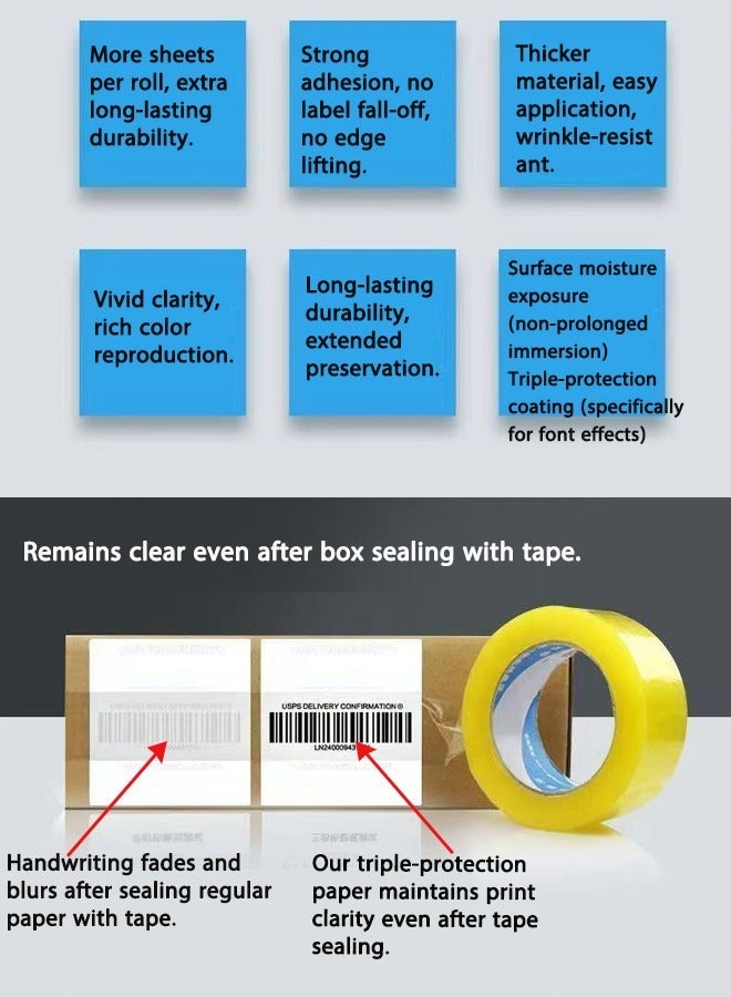 3-Proof Thermal Label Stickers - 50x30mm (800/Roll) - Water/Oil/Alcohol Resistant Barcode Stickers for Label Maker Machine, Supermarket & E-Commerce - Self-Adhesive Printing Paper - Image 4