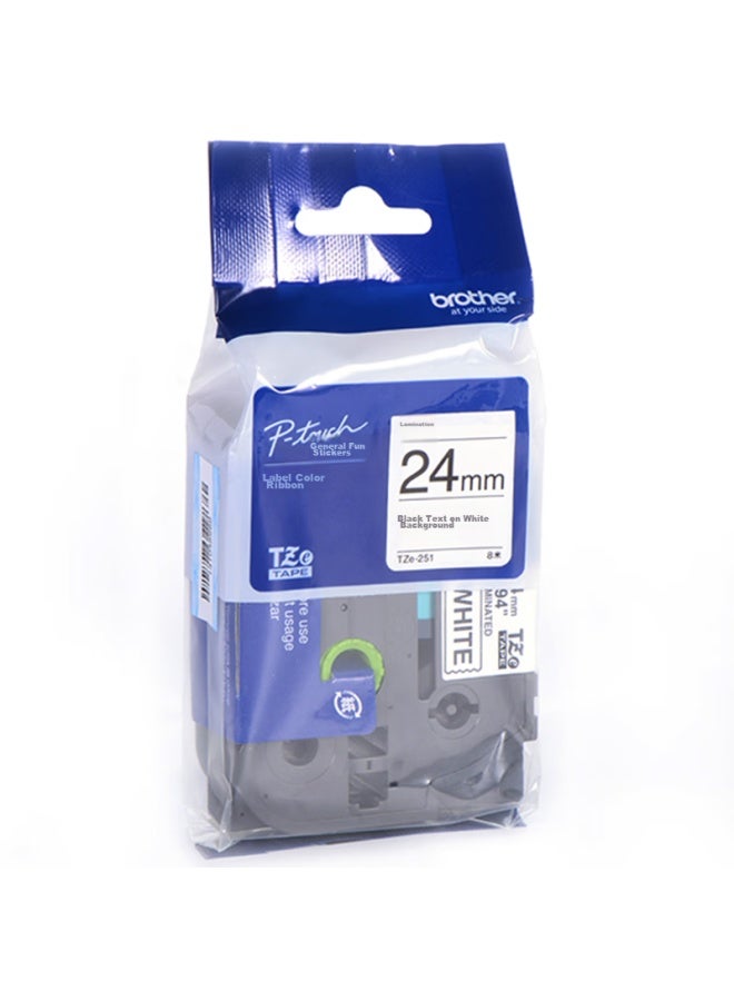 brother Tze-251 24mm White Background With Black Text Label Ribbon (compatible With Pt1650/7600/2700/3600) - Image 3