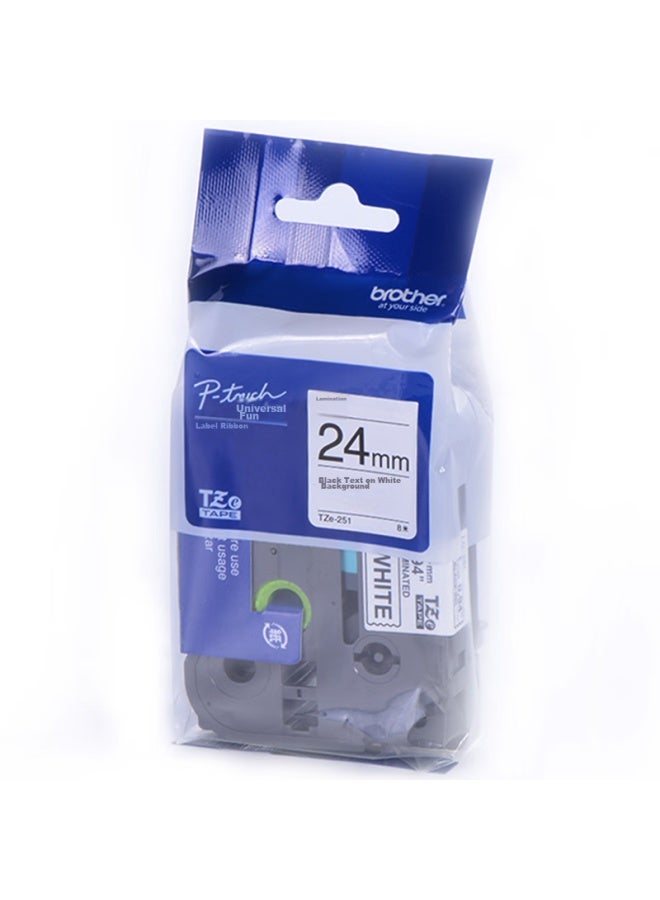 brother Tze-251 24mm White Background With Black Text Label Ribbon (compatible With Pt1650/7600/2700/3600) - Image 2