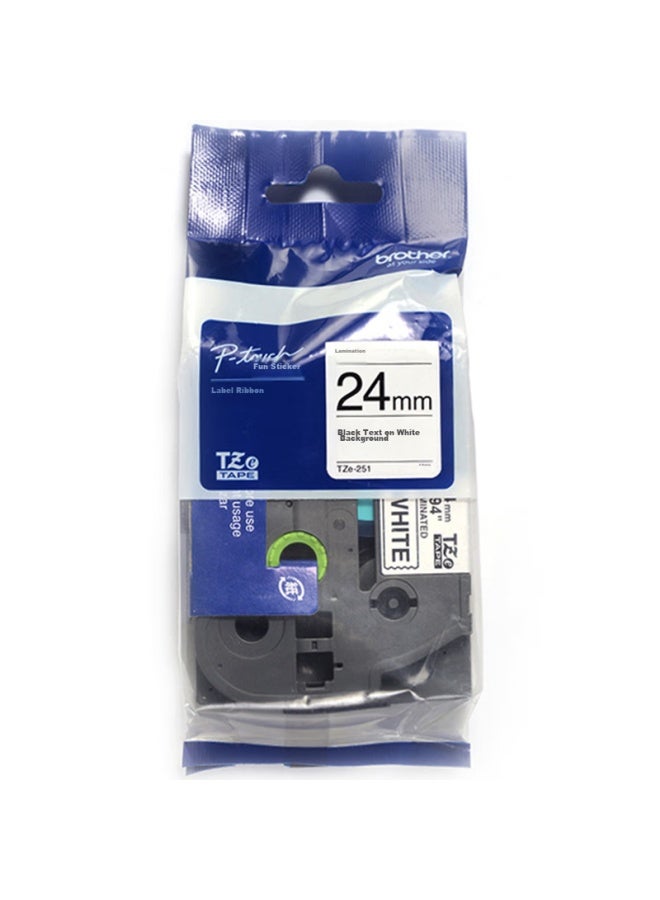 brother Tze-251 24mm White Background With Black Text Label Ribbon (compatible With Pt1650/7600/2700/3600) - Image 1