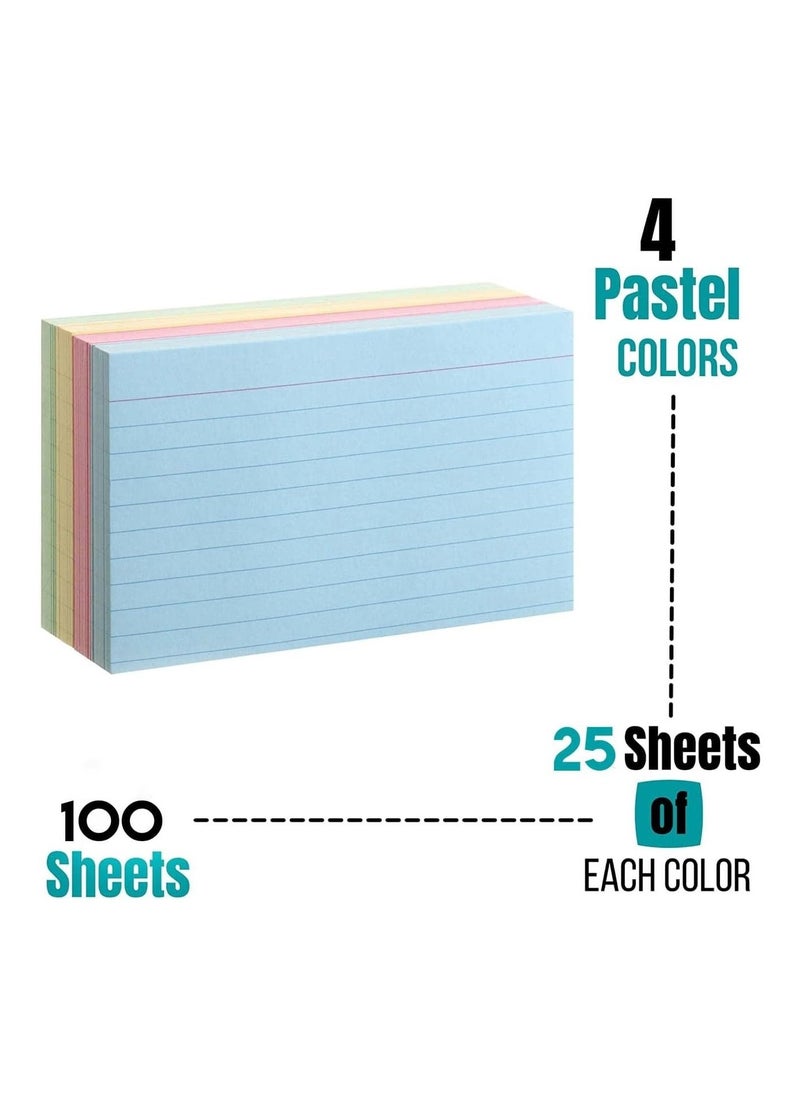 Psi - 100-Piece Ruled Index Card Stocks 6x4 Inch Size 240gsm Thickness Multicolour - Image 1