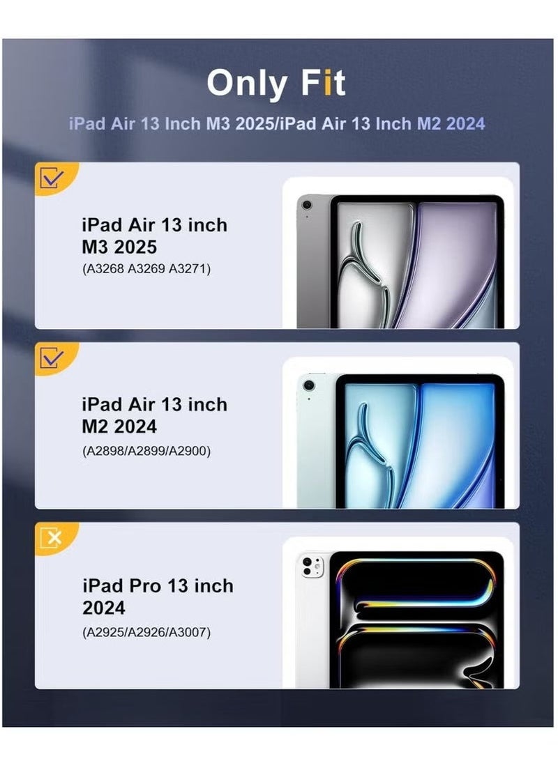 جوميلا حافظة حماية لجهاز iPad Air بحجم 13 بوصة (M3/M2، 2025/2024) – غطاء رفيع مع حامل قلم، وظيفة الإيقاظ/النوم التلقائية، إغلاق مغناطيسي وغطاء خلفي شفاف – خفيف الوزن، مقاوم للصدمات والخدوش – تصميم أنيق أسود فاخر - Image 2