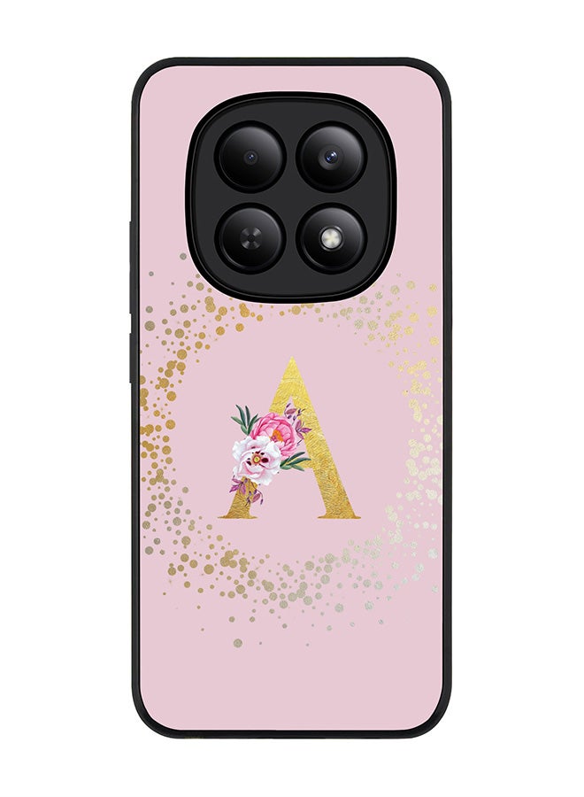 For Xiaomi Redmi Note 15 4G Case,Slim fit Camera Protection, Shockproof Thin Phone cover  - Custom Monogram Floral - A  (Pink )