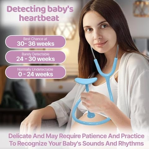 Skywin Fetal Heartbeat Monitor, Fetoscope Heart Beat Monitors for Pregnancy Detection - 24 Weeks, Baby Heartbeat Monitor Pregnancy, at Home Fetal Heartbeat Monitor with The Stethoscope (Blue) - Image 2